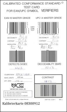 Kalibrierte Testkarte für GS1 EAN/UPC Code Verifier
